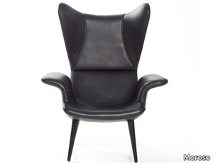 LONGWAVE - Leather armchair with armrests _ Moroso