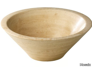 TRAVERTINO - Round countertop travertine washbasin _ Mosaix