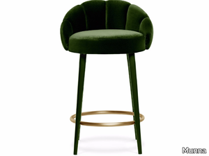 OLYMPIA - High upholstered velvet stool with footrest _ Munna