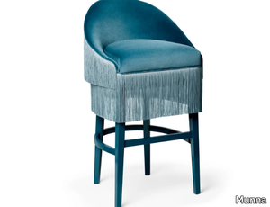 FRINGES - Upholstered velvet stool with footrest _ Munna