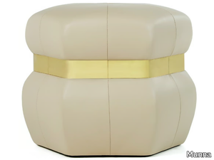 JEANE - Upholstered round leather pouf _ Munna