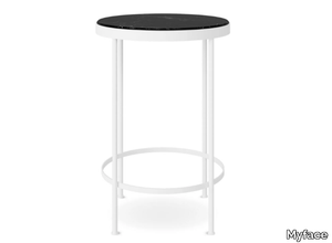 TRACE - Round stainless steel high table with marble top _ Myface