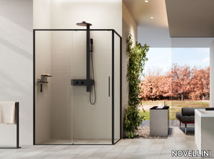 RIGA 2P+F - Glass and aluminium shower cabin with sliding door _ NOVELLINI