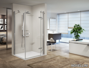 GALA G+F - Corner shower cabin with hinged door _ NOVELLINI