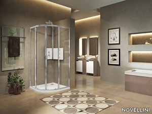 LUNES R - Semicircular shower cabin with sliding door _ NOVELLINI