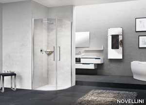 YOUNG R2 LUX - Semicircular shower cabin with hinged door _ NOVELLINI