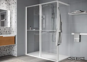 KUADRA HWL FRAME - Aluminum and glass shower panel with 2 internal shelves _ NOVELLINI