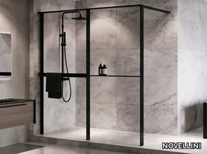 KUADRA HWZ1 FRAME - Glass and aluminium shower panel with shelf and towel holder _ NOVELLINI