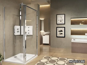 LUNES FZ - Corner shower cabin with hinged door _ NOVELLINI