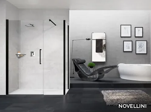 YOUNG G+F IN LINE - Corner shower cabin with hinged door _ NOVELLINI