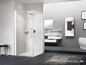 YOUNG G+F - Corner shower cabin with hinged door and side panel _ NOVELLINI