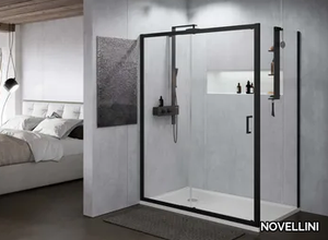 ZEPHYROS 2.0 2P - Corner rectangular glass and aluminium shower cabin with sliding door _ NOVELLINI