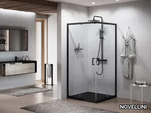 ZEPHYROS 2.0 A - Corner glass and aluminium shower cabin with sliding door _ NOVELLINI