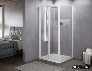 ZEPHYROS 2.0 F - Corner glass and aluminium shower cabin _ NOVELLINI