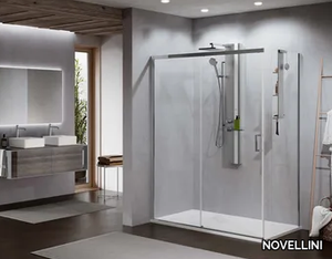 ZEPHYROS 2.0 PH+FH - Corner glass and aluminium shower cabin with sliding door _ NOVELLINI