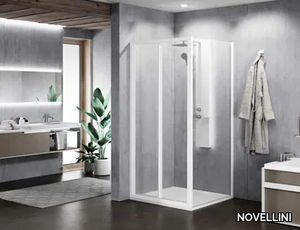 ZEPHYROS 2.0 S IN OUT - Corner glass and aluminium shower cabin with folding door _ NOVELLINI