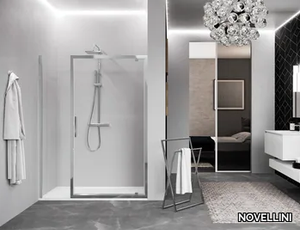 KUADRA 2.0 G+F IN LINE - Niche shower cabin with hinged door and fixed panel in line _ NOVELLINI