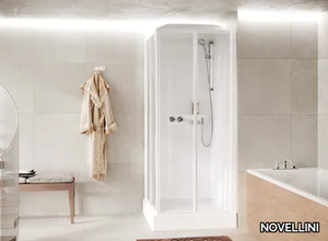 MEDIA GLASS A - Multifunction glass and aluminium shower cabin with sliding door _ NOVELLINI