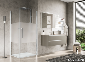 YOUNG PLUS 2G - Corner shower cabin with hinged door _ NOVELLINI