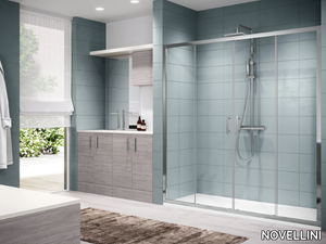 ZEPHYROS 2A - Niche shower cabin with sliding door and fixed panel _ NOVELLINI