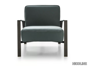 RHO - Leather armchair with armrests _ NICOLINE