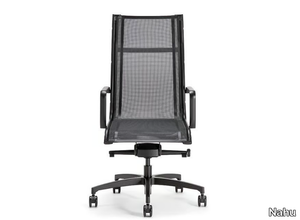 AALBORG AIR 01 BK - Swivel mesh executive chair with armrests with 5-spoke base _ Nahu