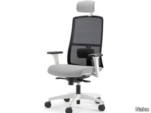 ARMONIA WHITE 01 PT - Swivel mesh office chair with 5-Spoke base with armrests _ Nahu