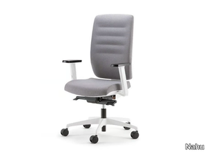 AVA WHITE 01 - Swivel fabric office chair with 5-Spoke base with armrests _ Nahu