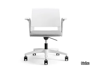CLIO WHITE COVER 03 - Swivel plastic chair with armrests with 5-spoke base _ Nahu