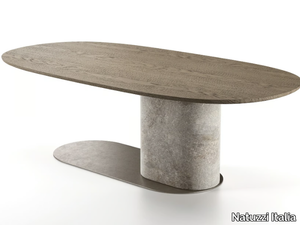 OMBRA - Oval wooden table _ Natuzzi Italia