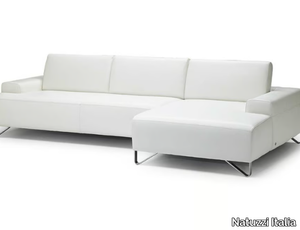 FLY - Sectional leather sofa with chaise longue _ Natuzzi Italia