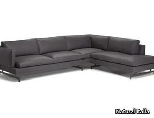 JEREMY - Leather sofa with chaise longue _ Natuzzi Italia