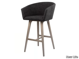 TATI SG02 - Fabric stool with armrests and wooden legs _ New Life