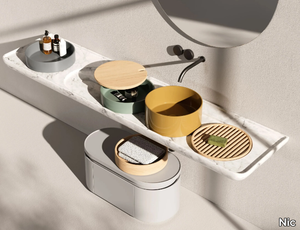 MEDITERRANEO - Round wall-mounted ceramic washbasin with integrated countertop _ Nic