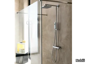 LOOP - Wall-mounted shower panel with hand shower with overhead shower _ Nobili