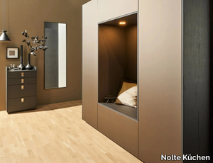 neoPURE METAL BRONZE / LEGNO OAK SEPIA - Sectional wooden hallway unit _ Nolte Küchen