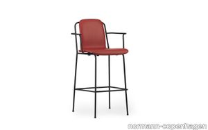 Studio Bar Armchair 75 cm Full Upholstery Black Steel/ Main Line Flax