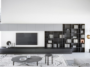 WALL 12 - Wooden bookcase / storage wall _ Novamobili