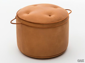 ISOLA SC5042 - Round leather pouf _ OAK