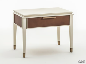 CASTELLO SC5094 - Rectangular leather bedside table with drawers _ OAK