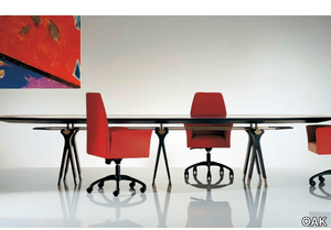 SC1013/A - Oval wood and glass table _ OAK
