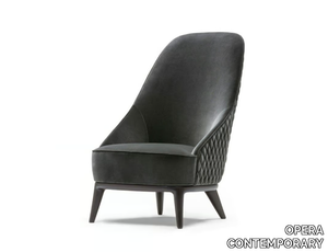 LESLIE - High-back fabric armchair with wooden legs _ OPERA CONTEMPORARY