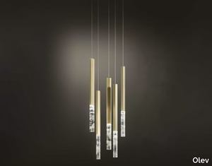 SHINE VERTICAL PLUMAGE - LED brass pendant lamp _ Olev