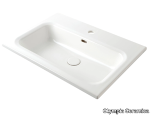 OMNIA - Wall-mounted rectangular washbasin _ Olympia Ceramica