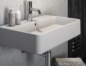 TRATTO - Wall-mounted ceramic washbasin _ Olympia Ceramica