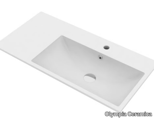 TUTTO EVO - Inset ceramic washbasin with integrated countertop _ Olympia Ceramica