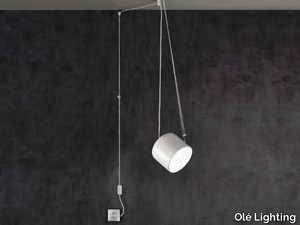 PACO - LED swivel metal pendant lamp with electrical outlets _ Olé Lighting