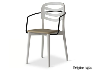 FARAH 313 - Stackable beech chair with armrests _ Origins 1971