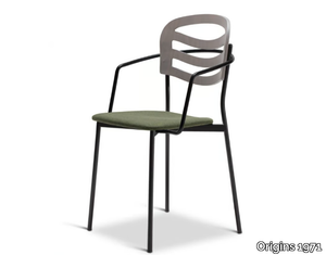 FARAH METAL 313-M - Stackable steel chair with armrests open back _ Origins 1971