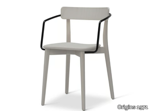 KAT 304 - Stackable beech chair with armrests _ Origins 1971